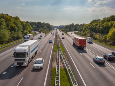 Cars and trucks on highway